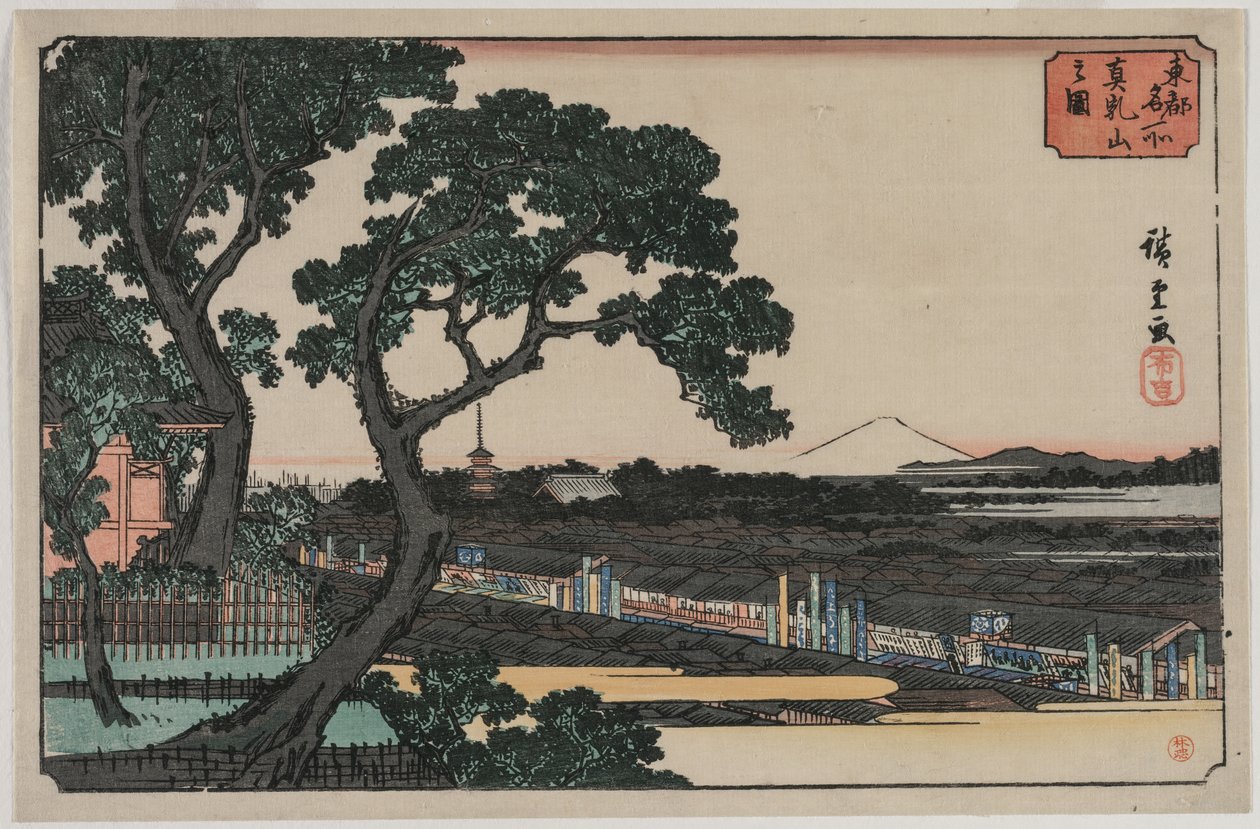 Bilde av Matsuchiyama, fra serien Famous Places in the Eastern Capital av Utagawa Hiroshige