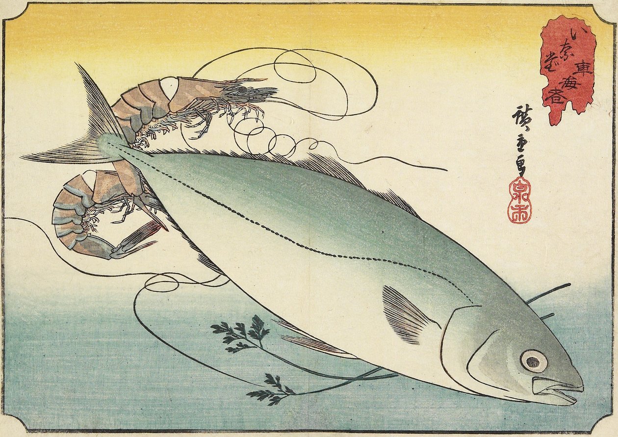 Reke og gul hale, tidlig på 1800-tallet av Utagawa Hiroshige