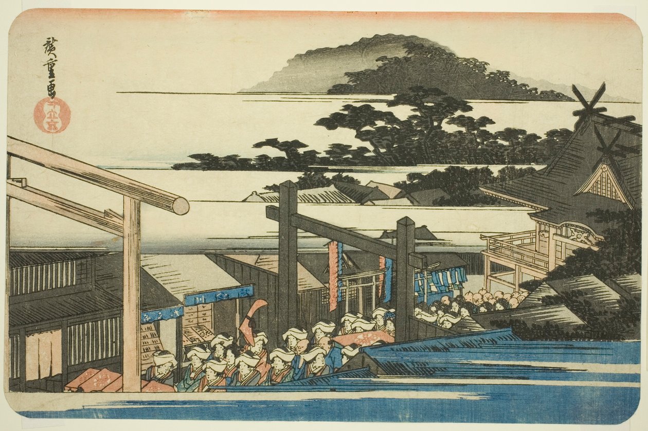 Distriktene til Shiba Shinmei-helligdommen (Shiba Shinmei keidai), fra serien "Famous Places in the Eastern Capital (Toto meisho)" av Utagawa Hiroshige