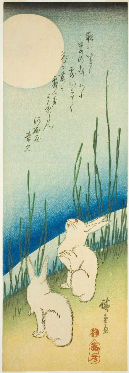Kaniner under fullmåne av Utagawa Hiroshige