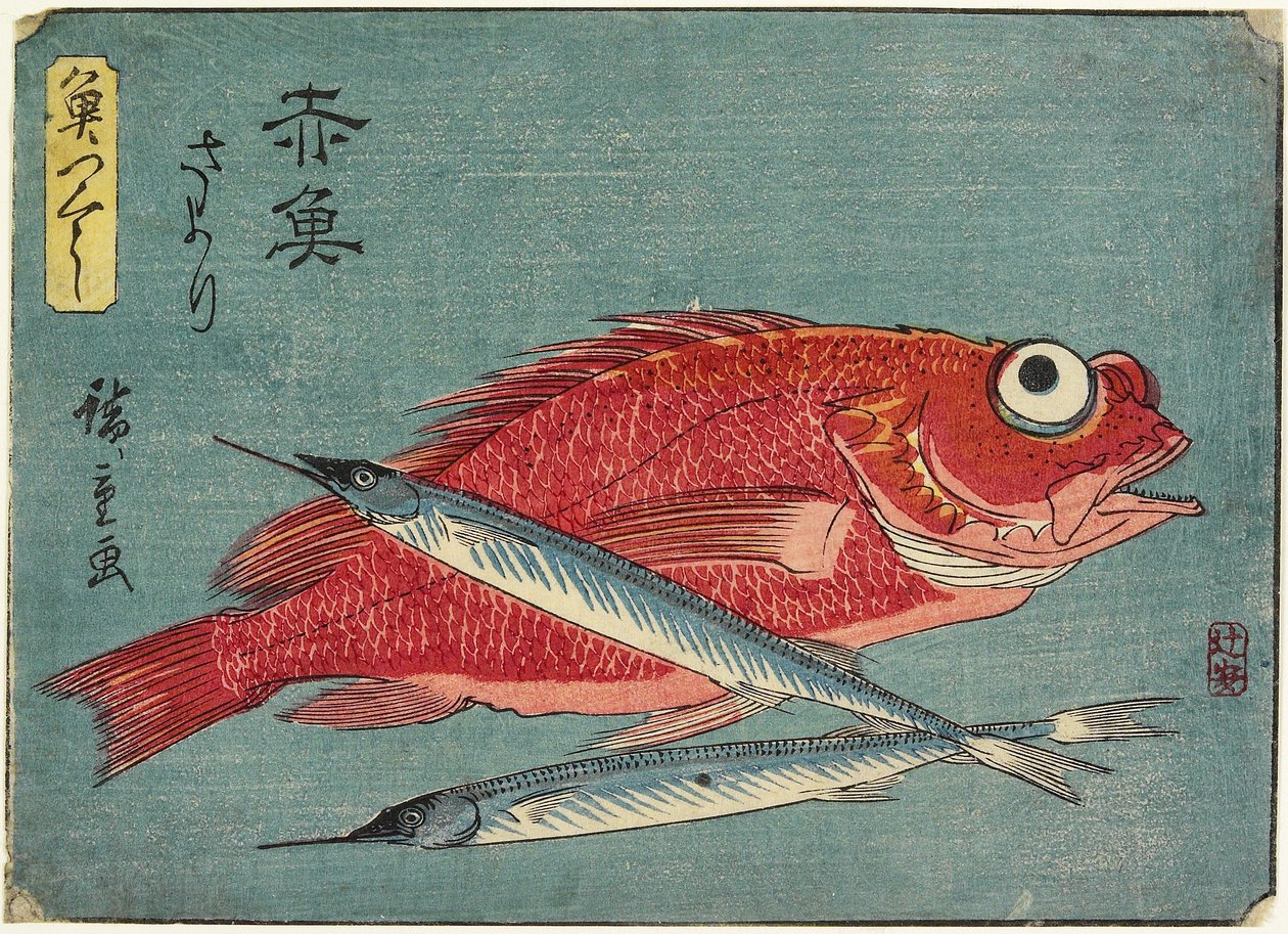 Red Snapper og Halfneak, 1830-1844 av Utagawa Hiroshige