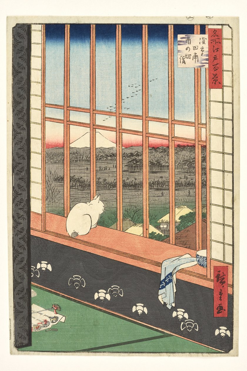 Rismarker i Asakusa og Torinomachi-festivalen fra serien «100 berømte utsikter over Edo» av Utagawa Hiroshige