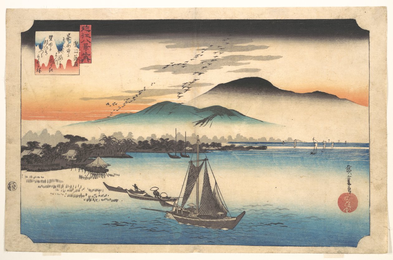 Tilbakevendende gjess ved Katada av Utagawa Hiroshige