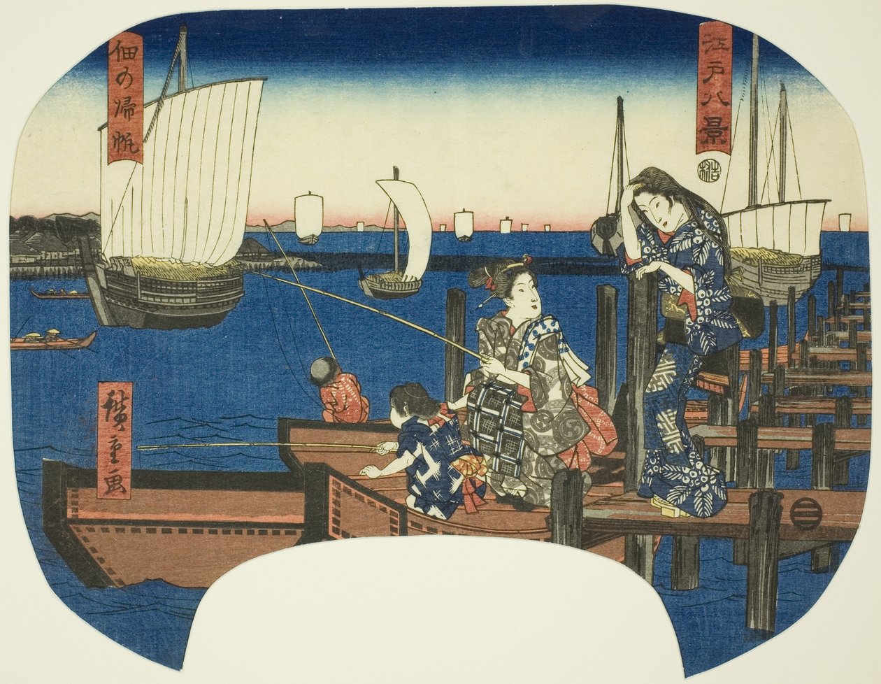 Row r people g igjen ls på Tsukuda (normen for Tsukuda), fra serien av Utagawa Hiroshige