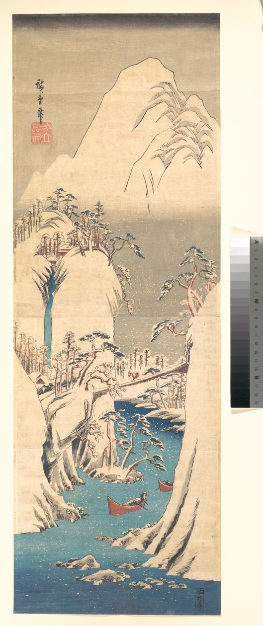 Flussschlucht im Schnee av Utagawa Hiroshige