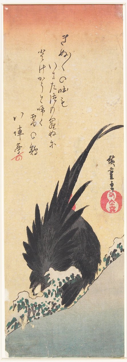 Hane i en snødekt åsside av Utagawa Hiroshige