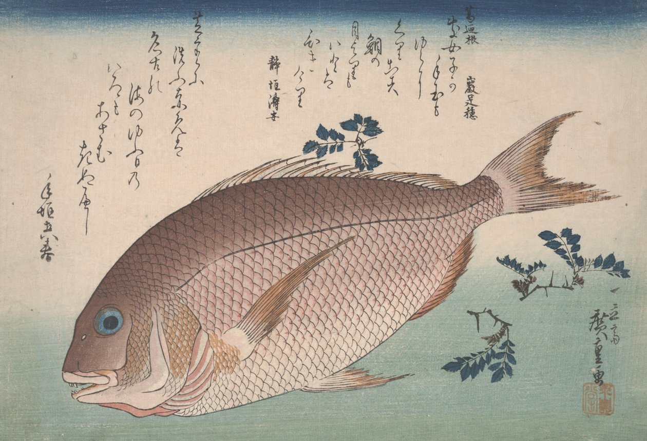 Sea Bream and Sansho Pepper, ca. 1830 av Utagawa Hiroshige