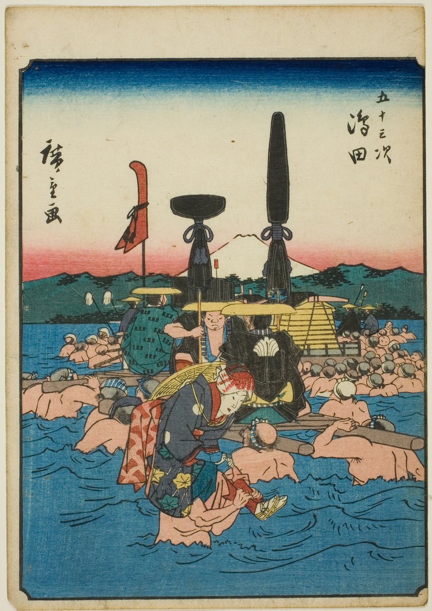Shimada, fra seriens "fifty-three S tachi-lyd "of te urbanity" (Goshuyama neste) ) av Utagawa Hiroshige