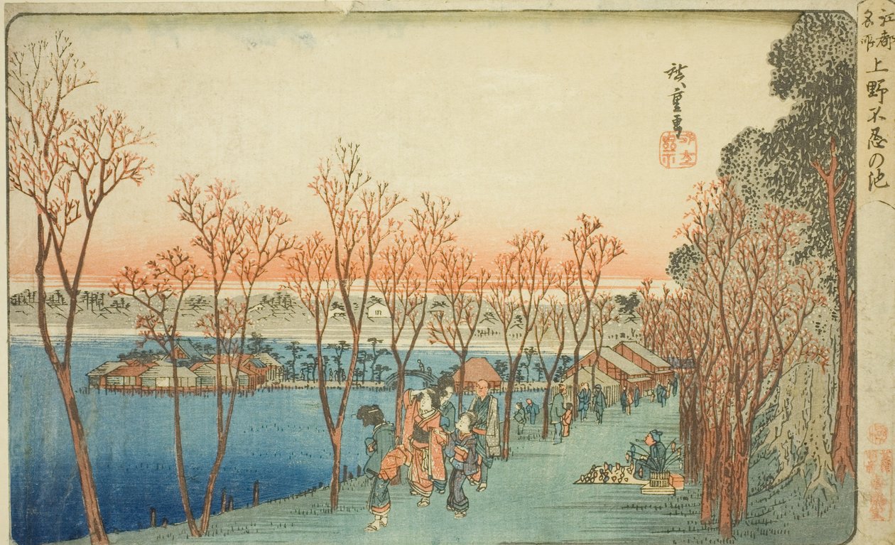 Shinobazu Pond ved Kami no Shinobazu Pond, fra Teseries av Utagawa Hiroshige