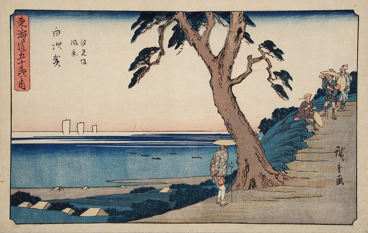 Shirasuka, utsikt ved Shiomizaka-skråningen av Utagawa Hiroshige