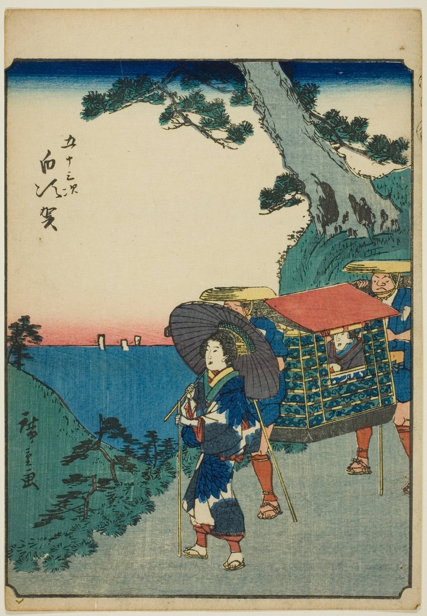 Shirasuka, fra seriens "fifty-three S tachi-lyd "of te urbanity" (Goshuyama neste) Hver gang) av Utagawa Hiroshige