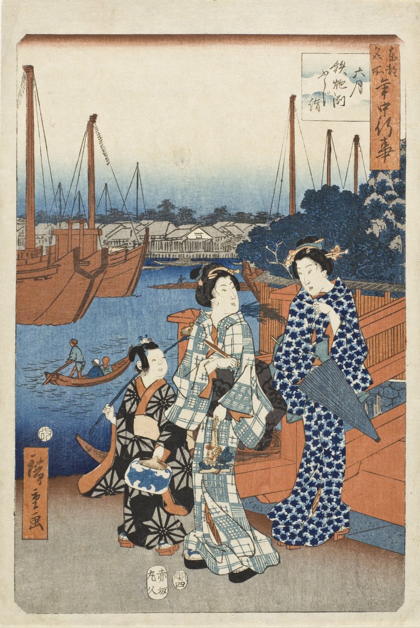 Sjette måned, besøk for å se Fuji, Teppozu av Utagawa Hiroshige