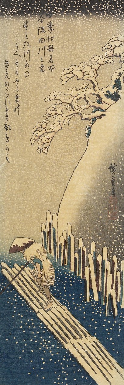 Snø over Sumida-elven, vinter, 1833-1834 av Utagawa Hiroshige
