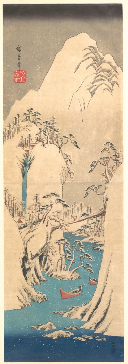 Snødekt kløft av Utagawa Hiroshige