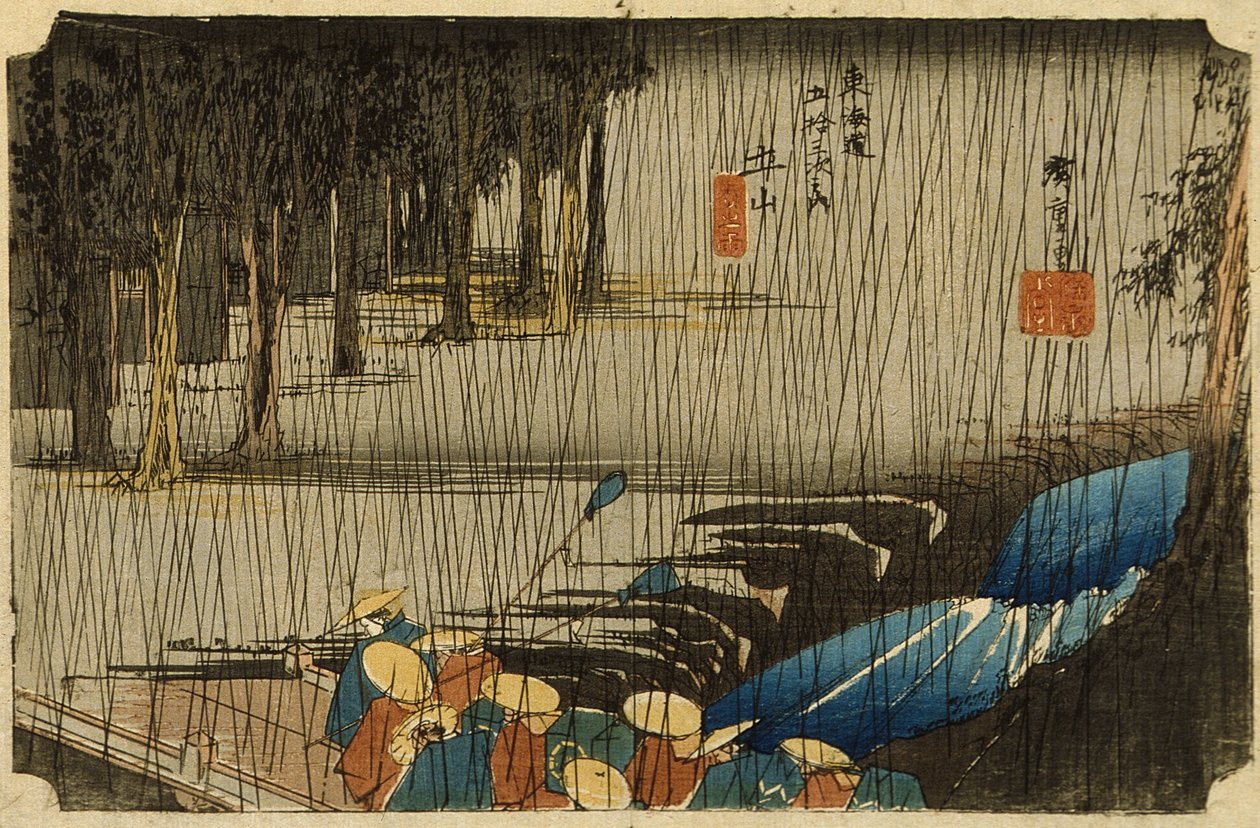 Vårregn ved Tsuchiyama av Utagawa Hiroshige