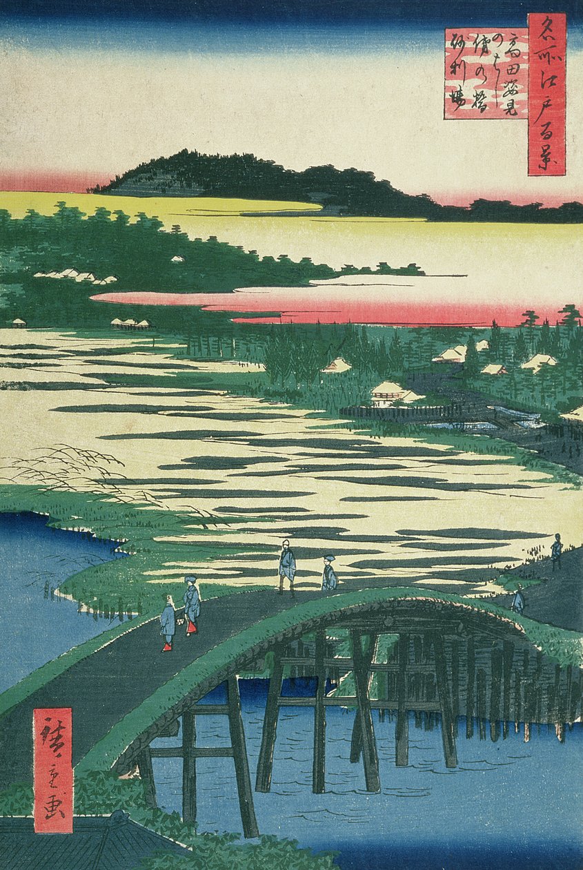 Sugatami Bridge, Omokage Bridge og Jariba ved Takata, fra serien 