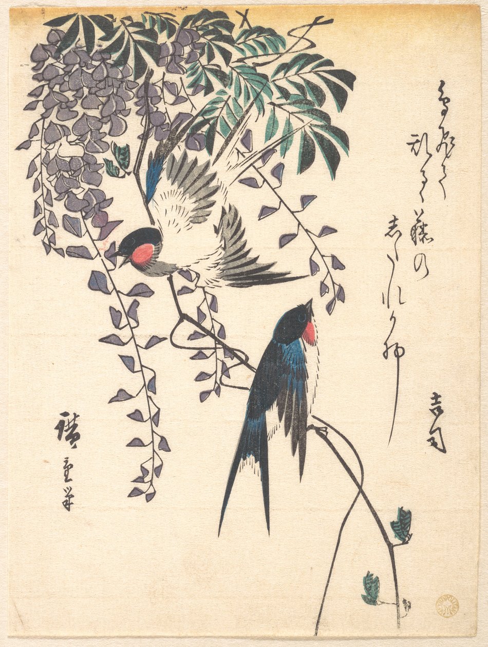 Svale og blåregn av Utagawa Hiroshige