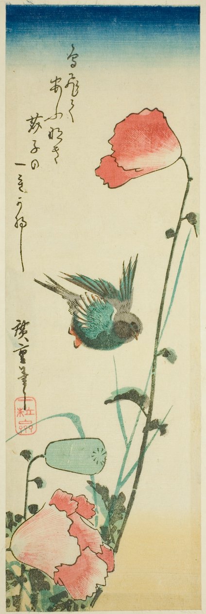 Svelge og valmuer av Utagawa Hiroshige