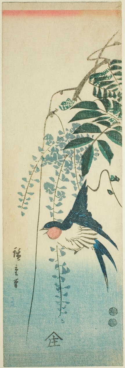 Svale og blåregn av Utagawa Hiroshige