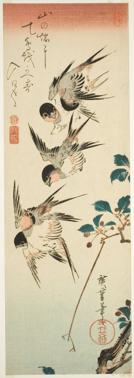 Svaler og kirsebærblomster av Utagawa Hiroshige