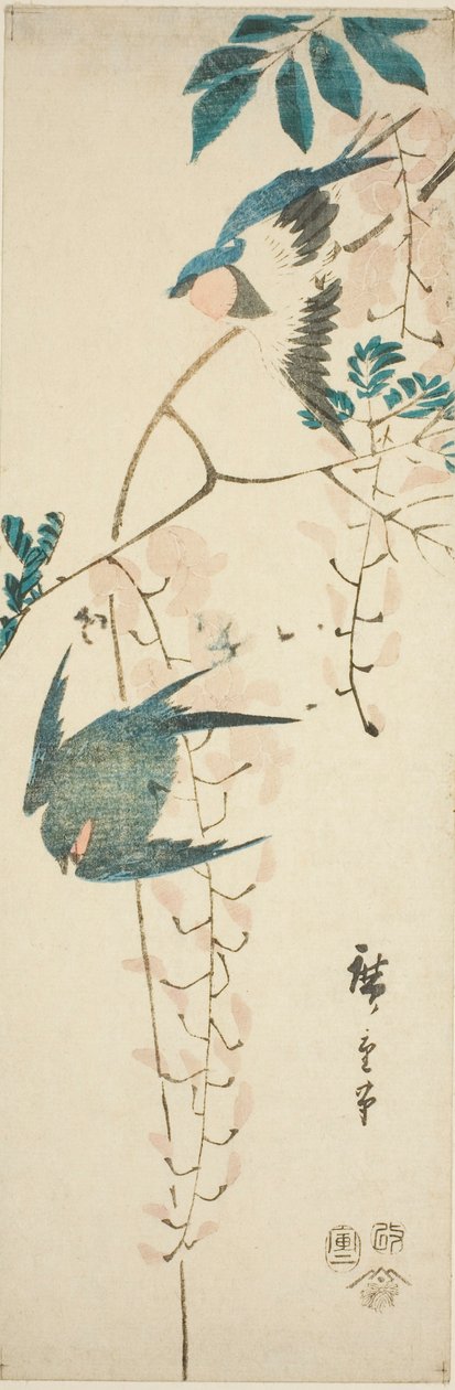 Svaler og blåregn av Utagawa Hiroshige