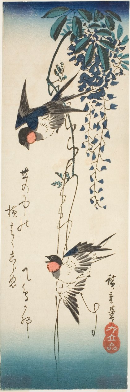 Svaler og blåregn av Utagawa Hiroshige