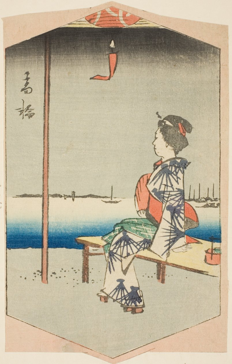 Takanawa, del av et ark fra serien "Cutout Pictures of Famous Places in Edo (Edo meisho harimaze zue)" av Utagawa Hiroshige