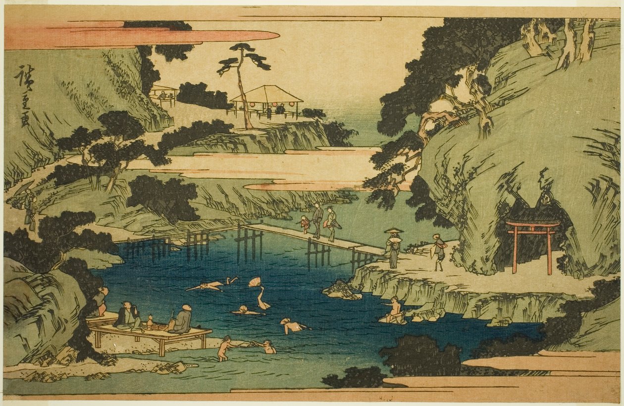 Takinogawa at Oji (Oji Takinogawa), fra serien "Famous Places in the Eastern Capital (Toto meisho)" av Utagawa Hiroshige