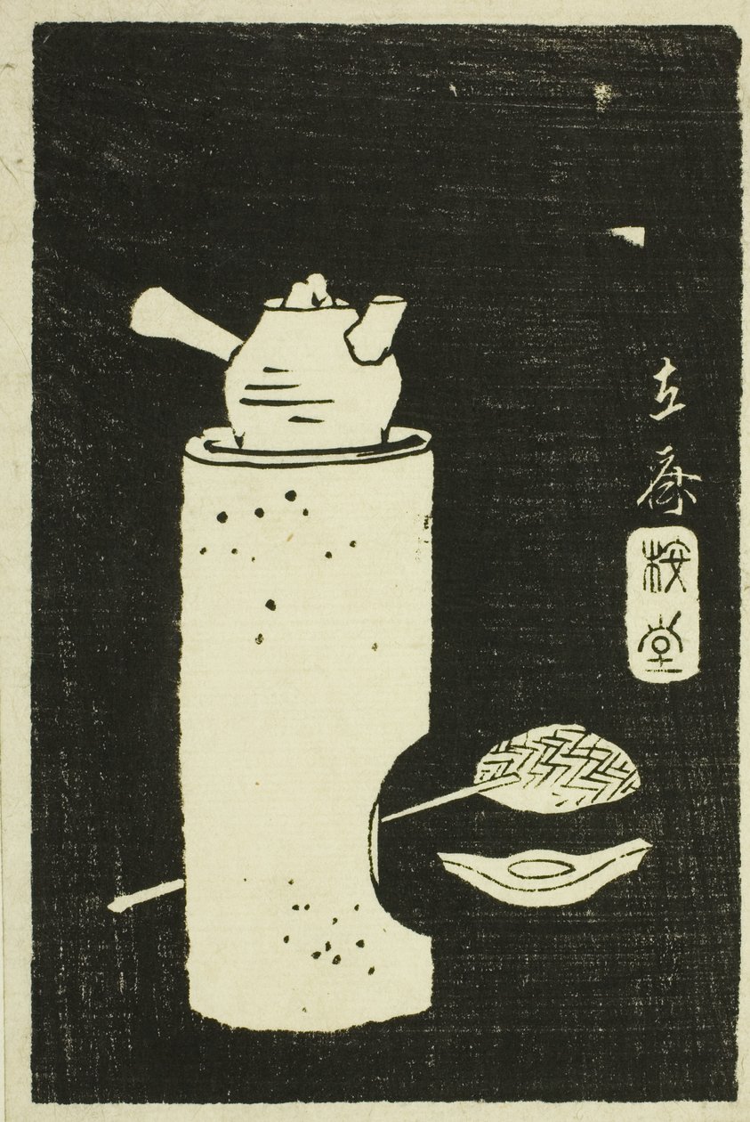 Tea Kettle, del av et ark fra serien "Mirror of Stone Rubbings of Views of the Provinces" (Kohon meihitsu ishizuri kagami) av Utagawa Hiroshige