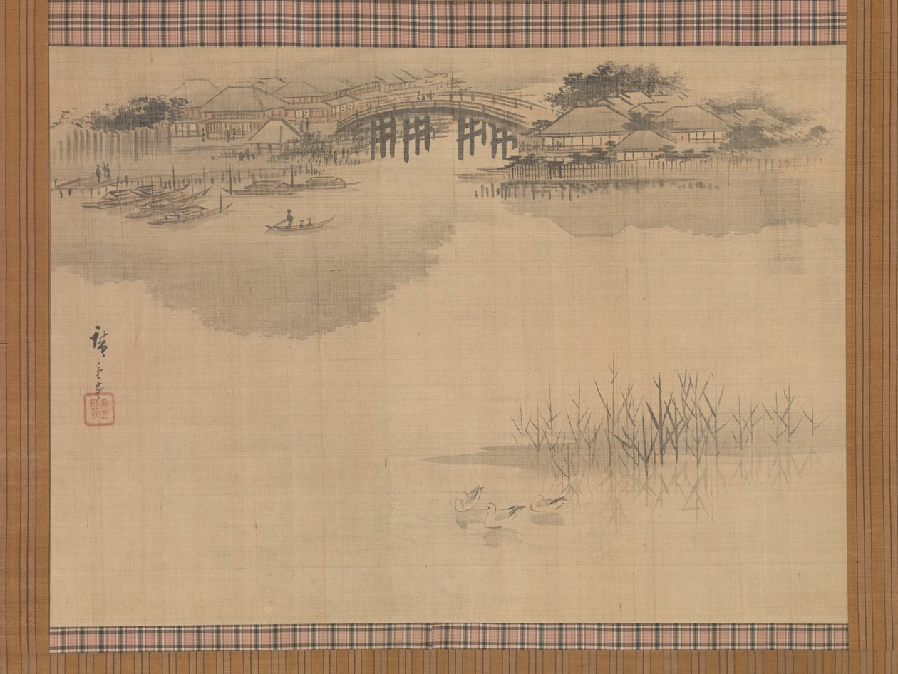 Imado-broen ved foten av Matsuchi-fjellet av Utagawa Hiroshige