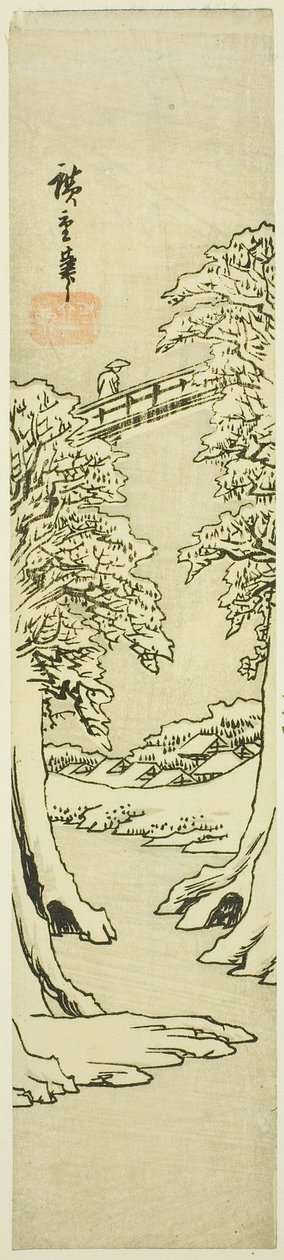 Monkey Bridge om vinteren av Utagawa Hiroshige