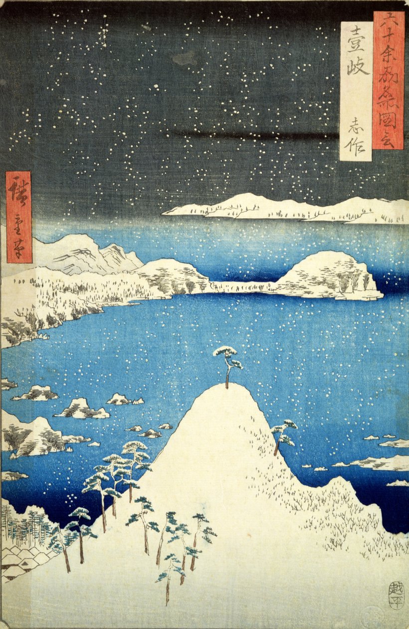 The Snowstorm (treblokktrykk i farger) av Utagawa Hiroshige