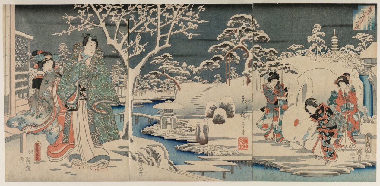 Den snødekte hagen av Utagawa Hiroshige