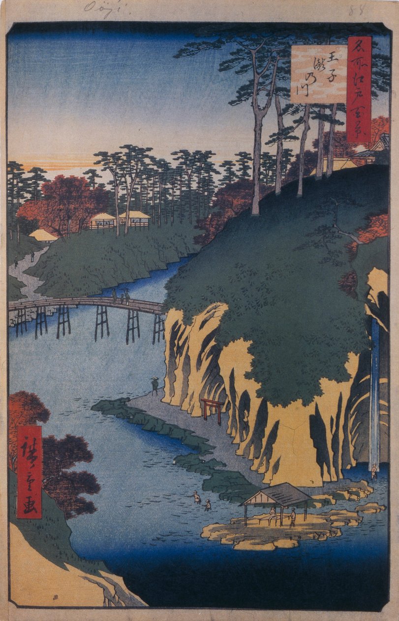 Takinogawa i Oji hundre kjente utsikter over Edo, 1856–1858 av Utagawa Hiroshige