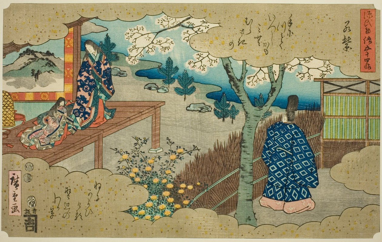 The Young Murasaki (Wakamurasaki), fra serien "Fifty-four Chapters of the Tale of Genji (Genji monogatari gojuyonjo)" av Utagawa Hiroshige