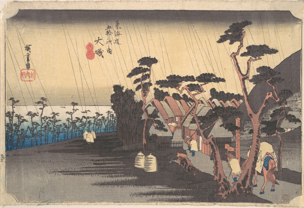 Tigerregn ved Ōiso stasjon av Utagawa Hiroshige