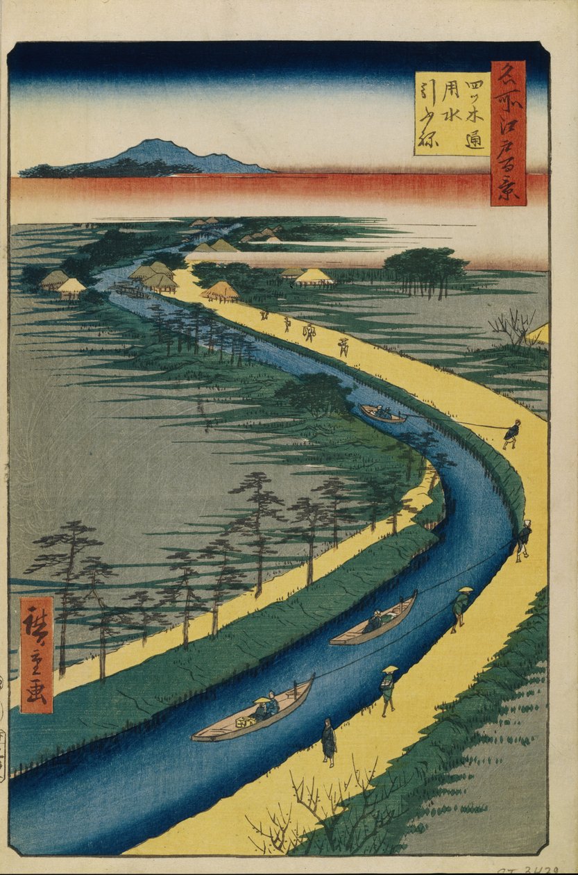 Taubåter på Yotsugi dori-kanalen Hundre kjente utsikter over Edo, 1856–1858 av Utagawa Hiroshige