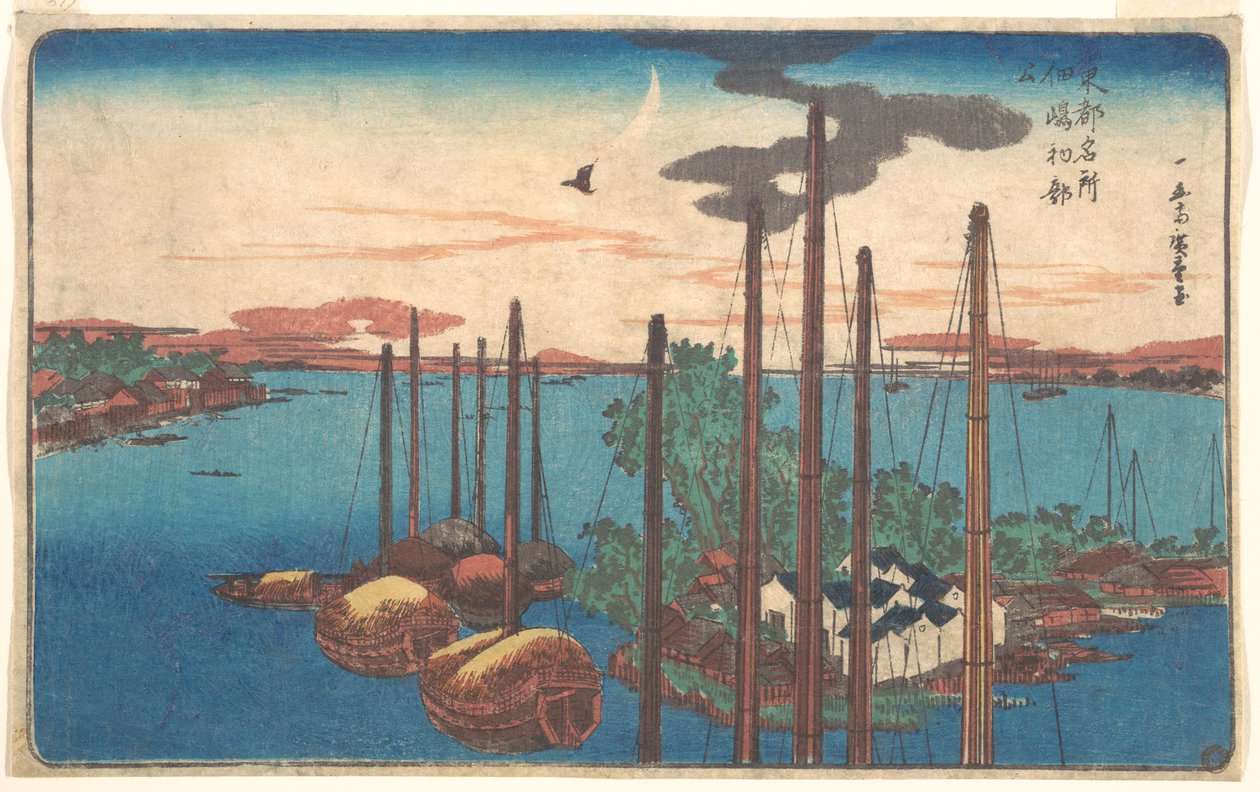 Første gjøk på Tsukudajima av Utagawa Hiroshige