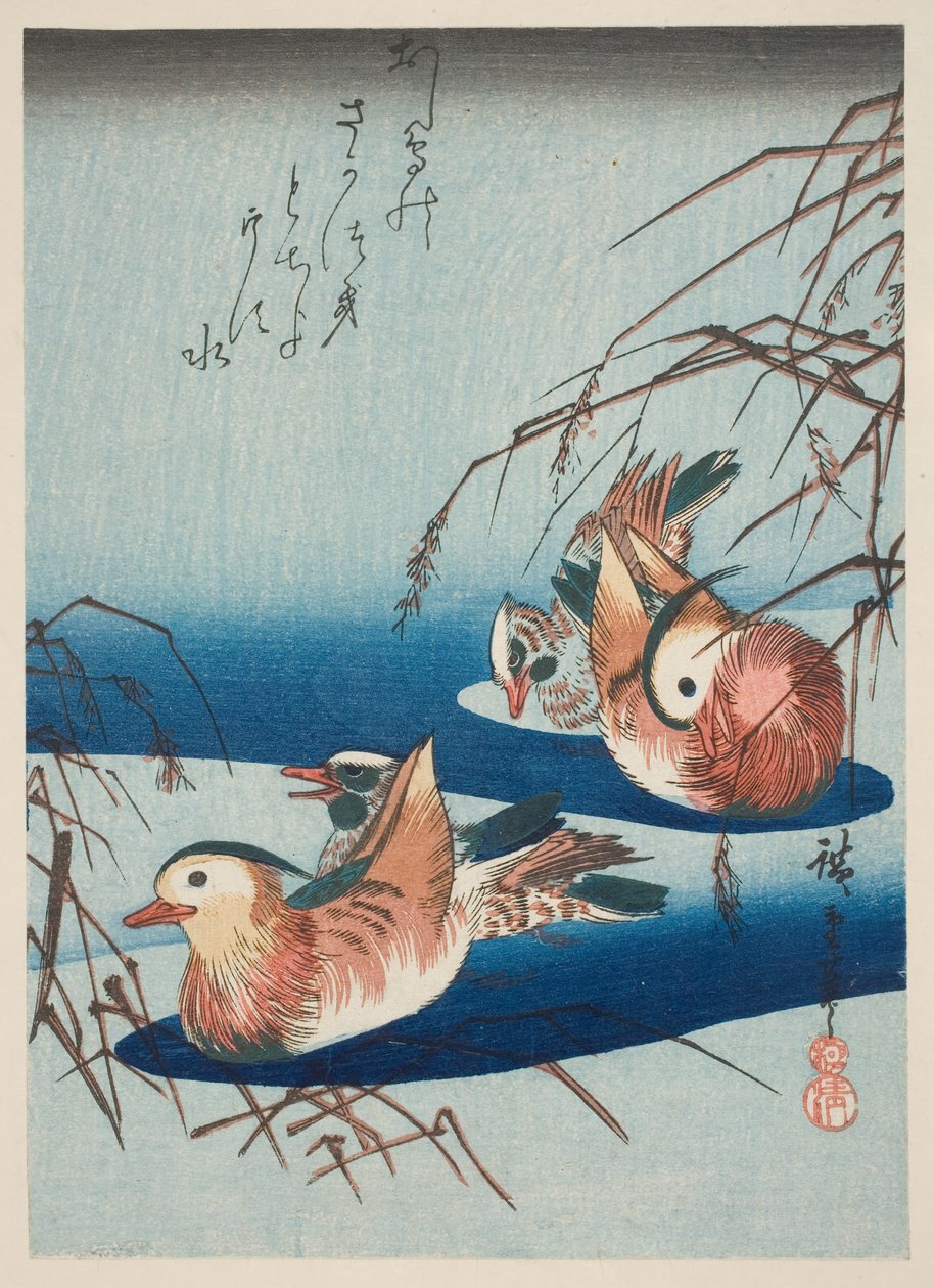 To par mandarinender (farget treblokktrykk) av Utagawa Hiroshige