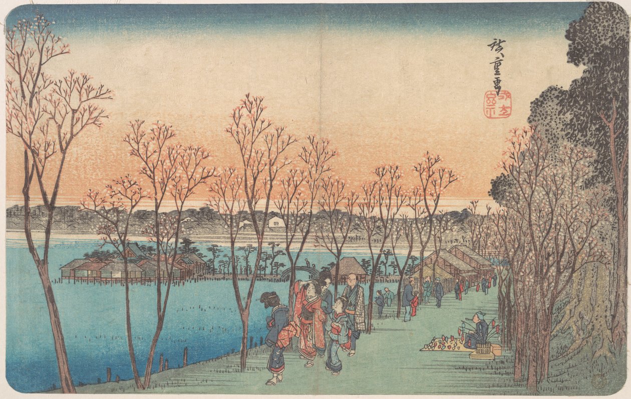 Ueno, Shinobazu-dammen av Utagawa Hiroshige