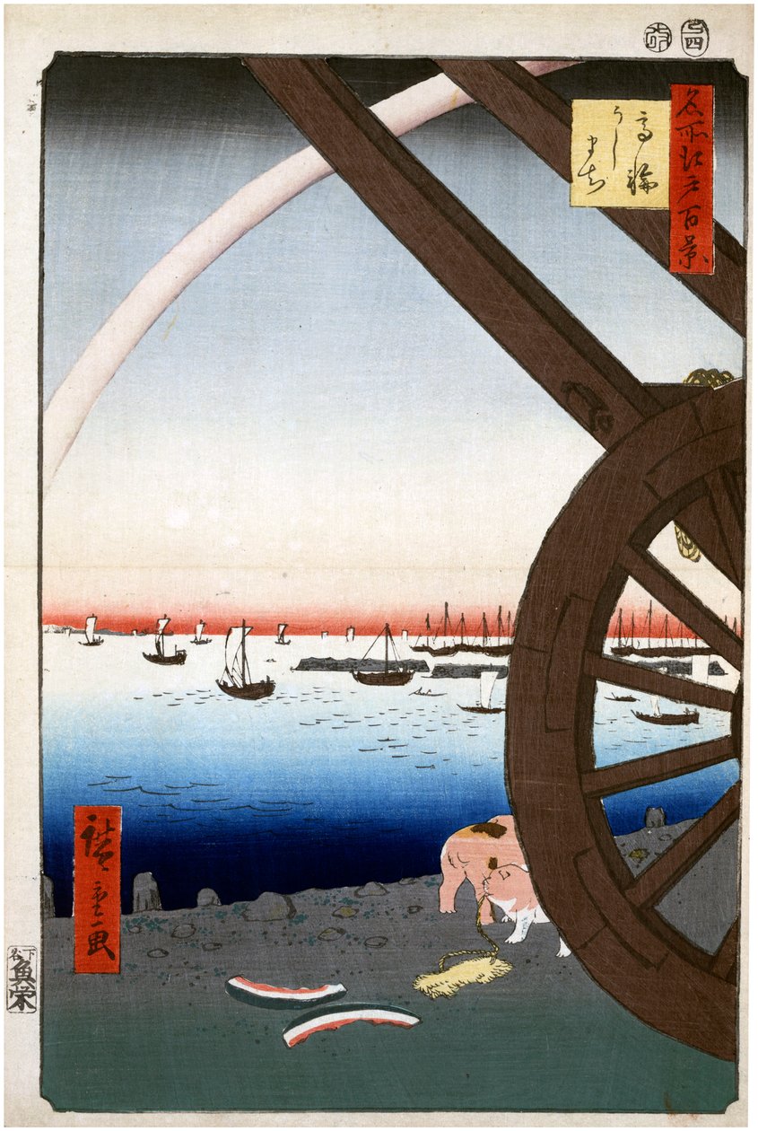 Ushimachi, Takanawa hundre kjente utsikter over Edo, 1856-1858. av Utagawa Hiroshige