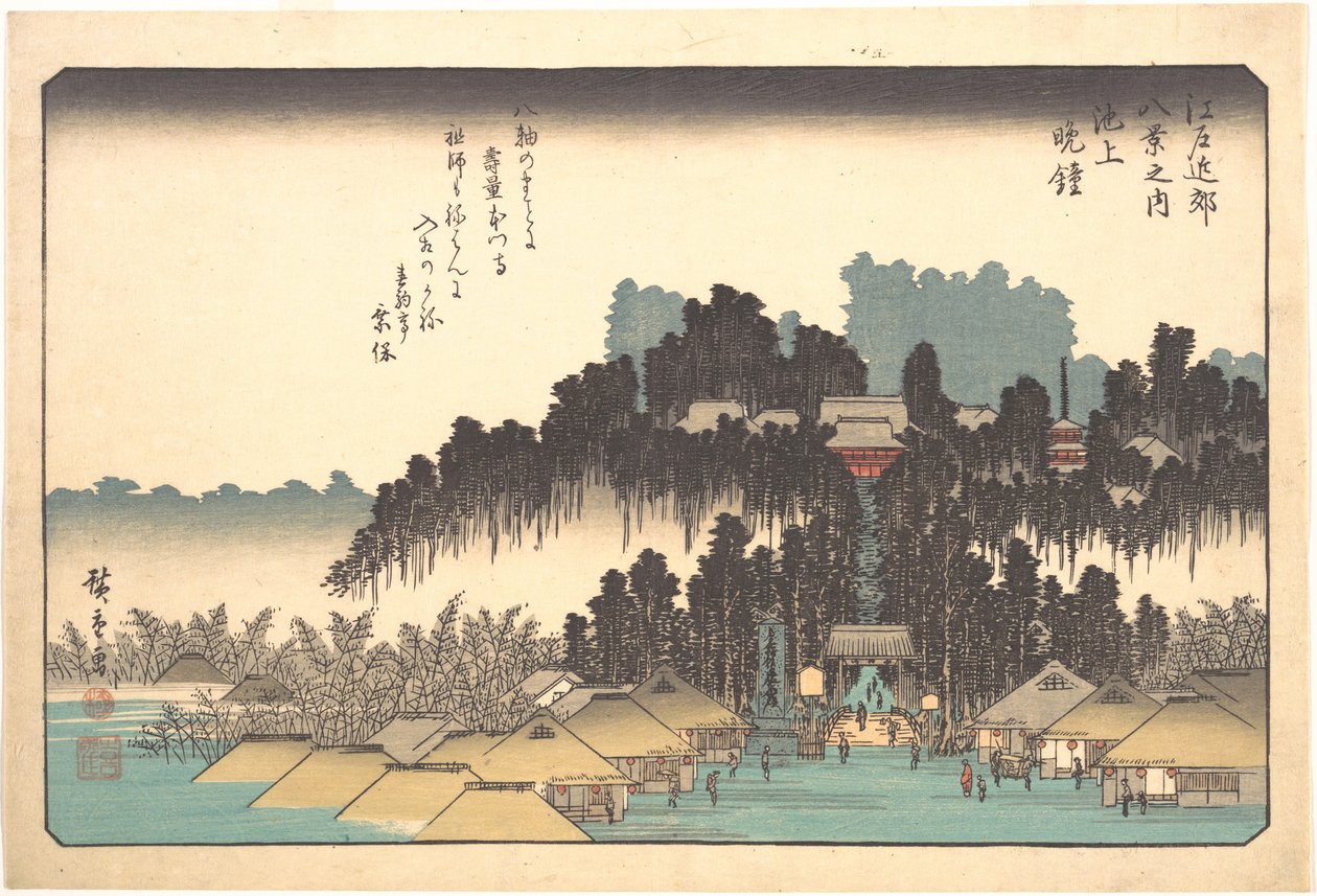 Aftenklokker ved Ikegami av Utagawa Hiroshige