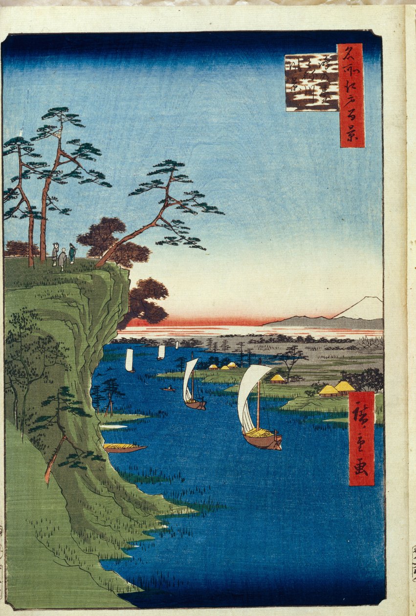 Utsikt over Konodai og Tone River One Hundred Famous Views of Edo, 1856-1858 av Utagawa Hiroshige
