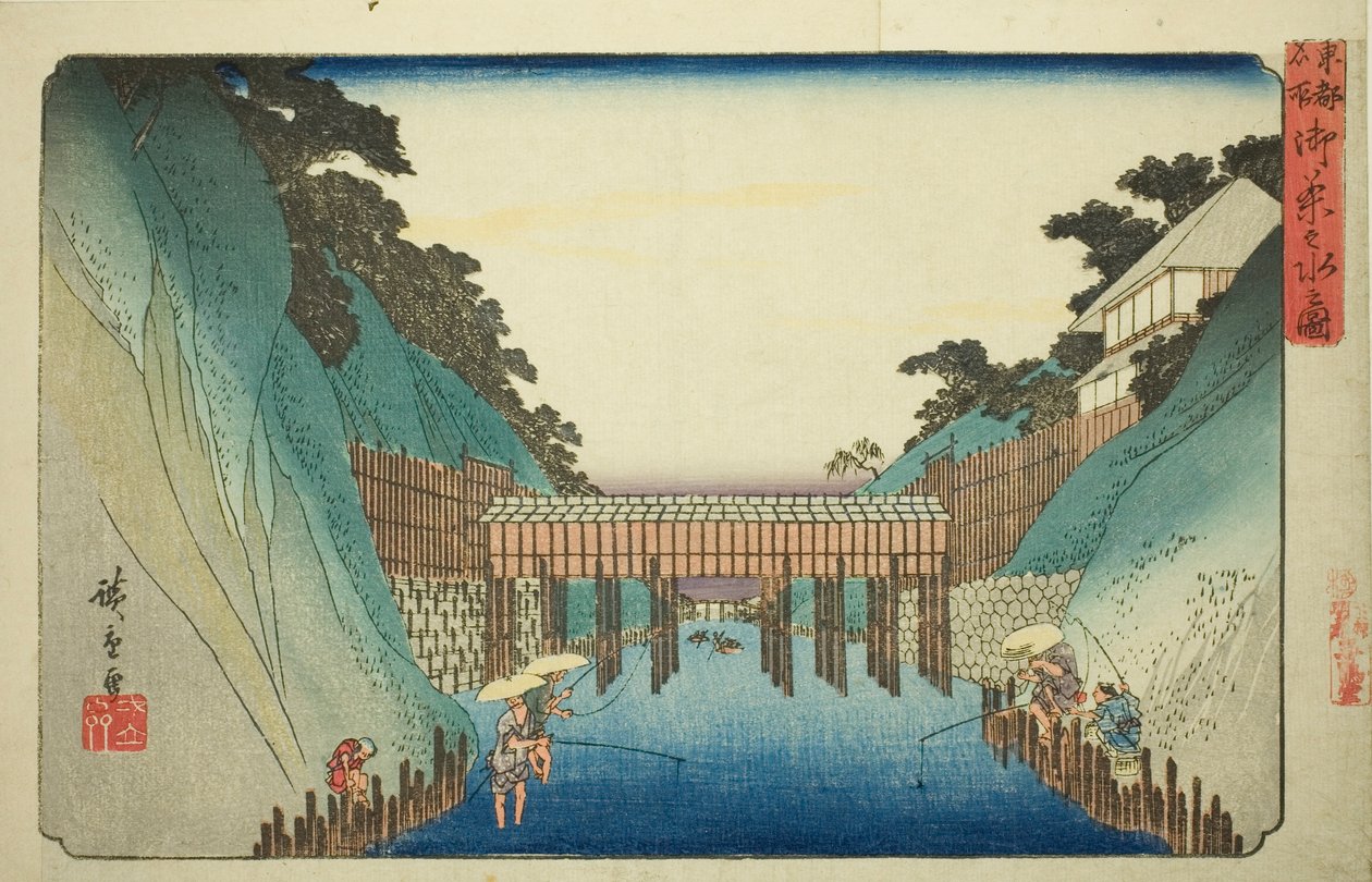 Utsikt over Ochanomizu (Ochanomizu no zu), fra serien "Famous Places in the Eastern Capital (Toto meisho)" av Utagawa Hiroshige