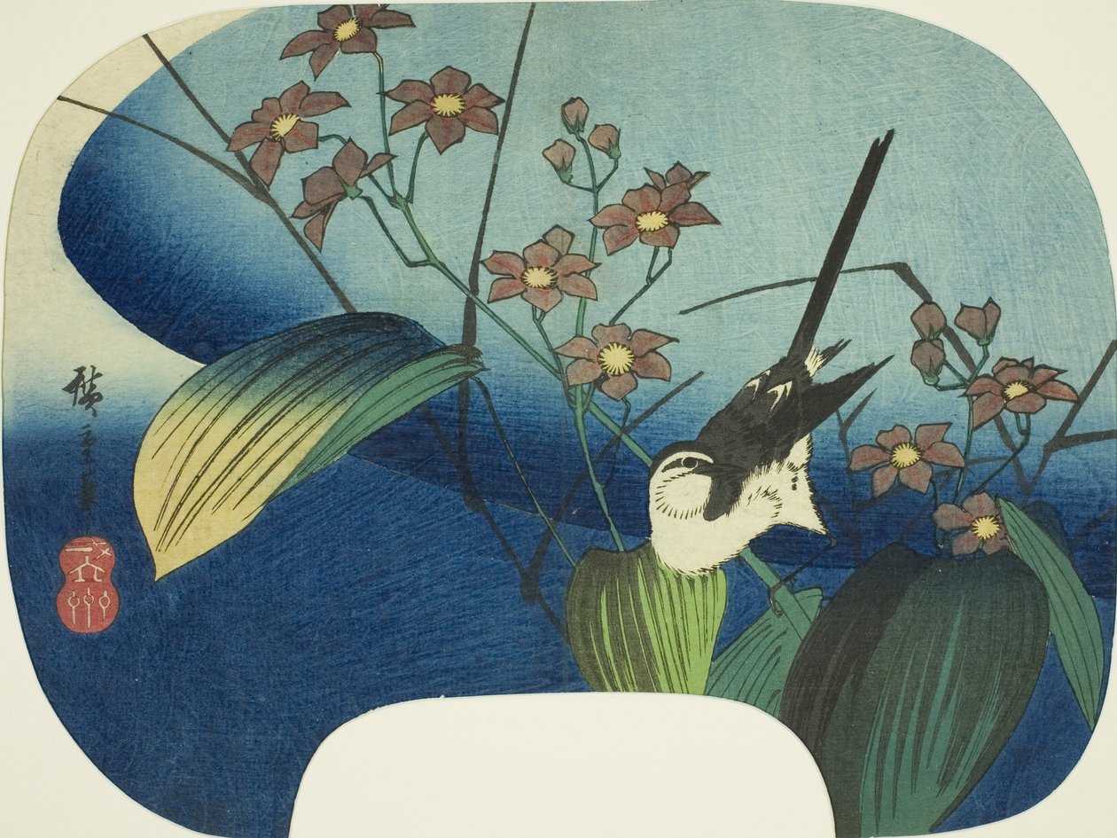 Vipstjert og monochoria av Utagawa Hiroshige