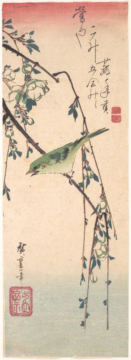 Sanger på en plommegren av Utagawa Hiroshige