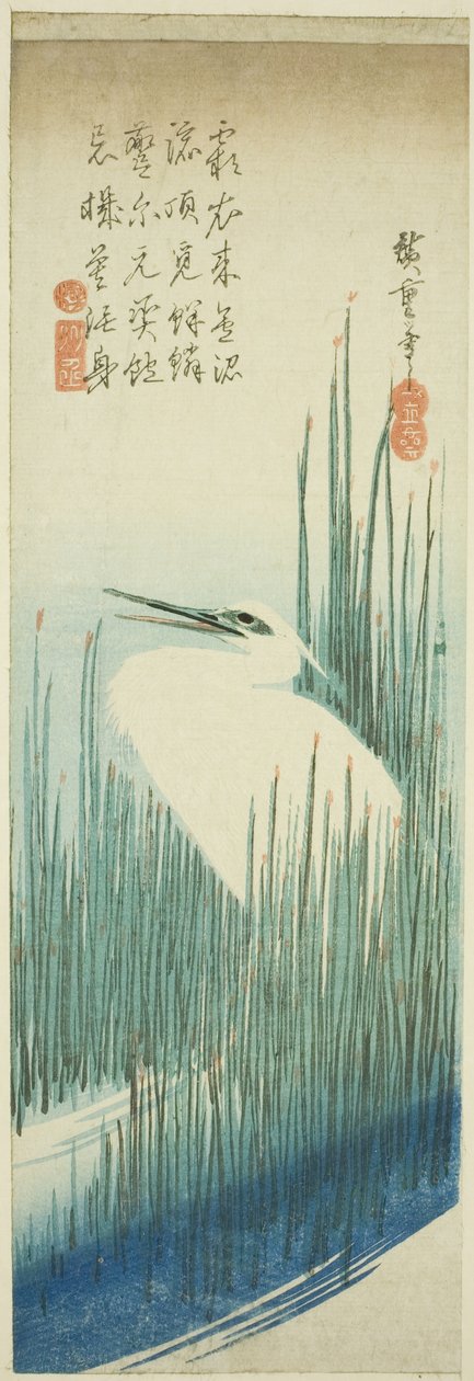 Hvit hegre og børster av Utagawa Hiroshige