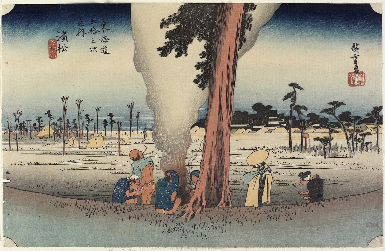 Vinterscene, Hamamatsu, ca. 1833 av Utagawa Hiroshige
