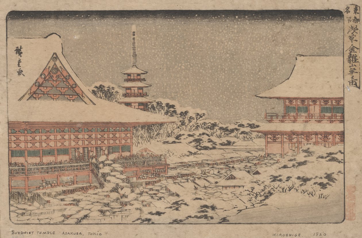 Årsavslutningsmesse ved Kinryuzan-tempelet av Utagawa Hiroshige