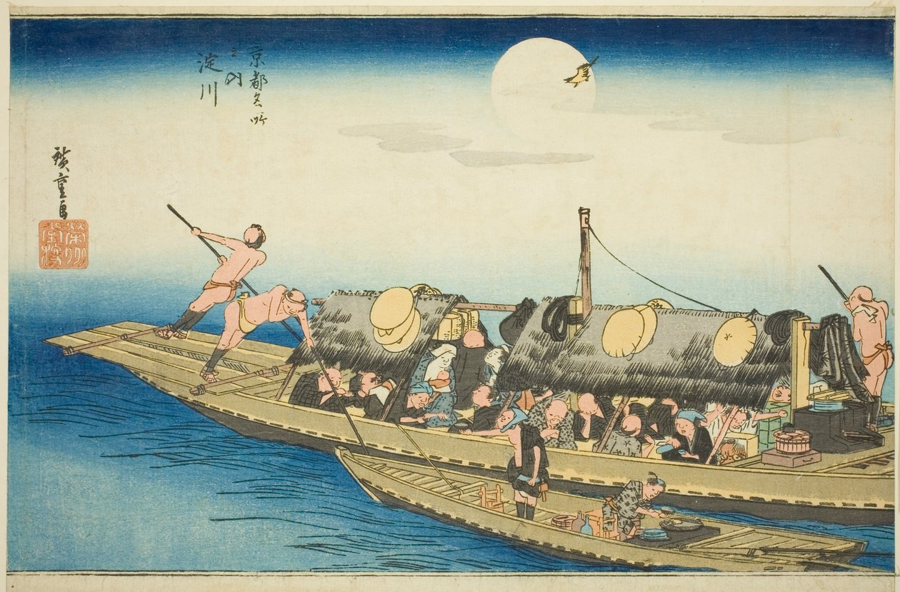 Yodo River (Yodogawa), fra serien "Famous Places in Kyoto (Kyoto meisho no uchi)" av Utagawa Hiroshige